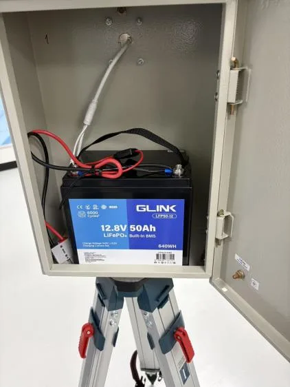LiFePO4 battery inside the weatherproof cabinet